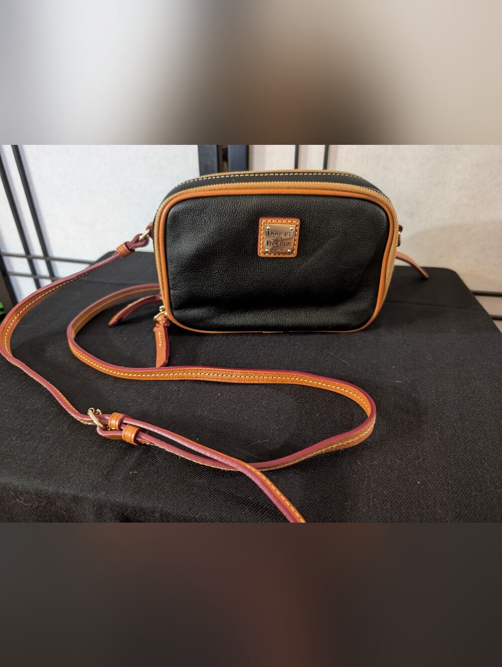 Dooney & Bourke Saffiano Double Zip Camera Crossbody Bag Black